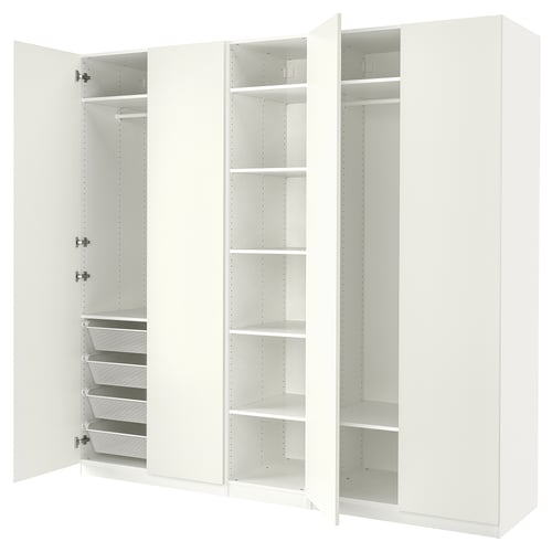 PAX / FORSAND دولاب ملابس, أبيض/أبيض, 250x60x236 سم