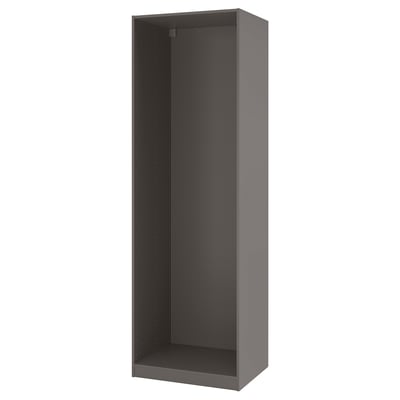 PAX هيكل دولاب ملابس, رمادي غامق, 75x58x236 سم