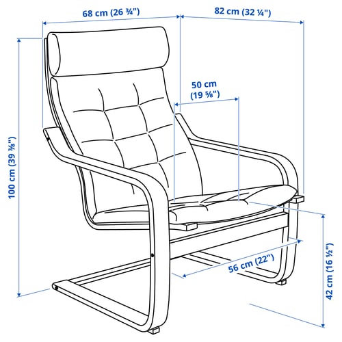 POÄNG كرسي بذراعين, أسود-بني/Gunnared رمادي غامق