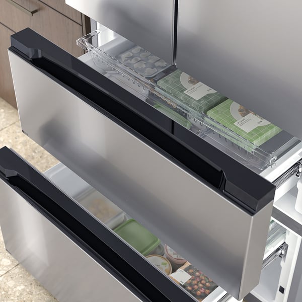 RIBBENÅS ثلاجة/فريزر باب فرنسي, IKEA 700 مستقل/ستينلس ستيل, ‎347/169 ل‏