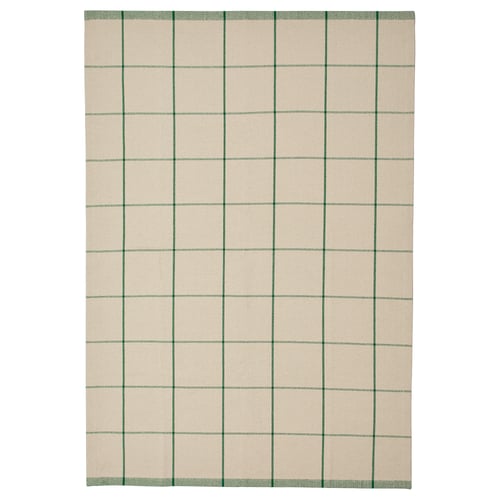RIDSTIG سجادة، غزل مسطح, أبيض-عاجي/أخضر, 133x195 سم