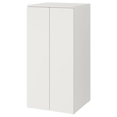 SMÅSTAD / PLATSA دولاب ملابس, أبيض أبيض/مع ٣ أرفف, ‎60x57x123 سم‏