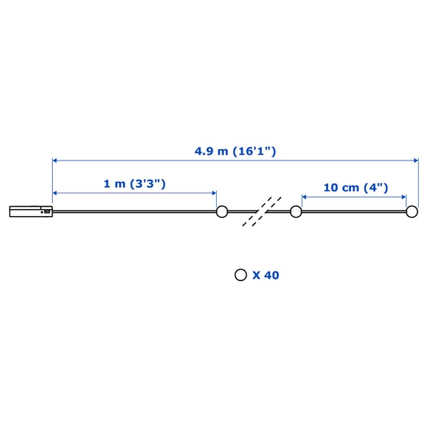 SNÖYRA شريط إضاءة ليد 40 لمبة, داخل المنزل/يعمل بالبطارية لون-فضي