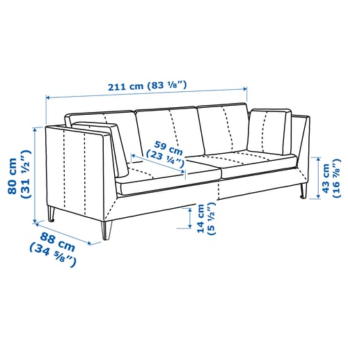 STOCKHOLM كنبة ثلاث مقاعد, Seglora لون طبيعي