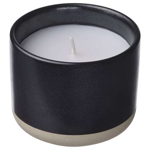 STÖRTSKÖN شمعة معطرة في برطمان خزفي, توت/أسود, 25 س