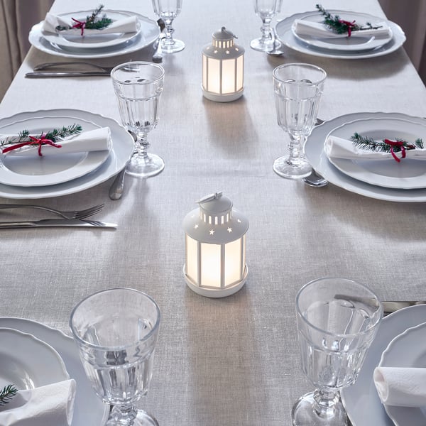 STRÅLA فانوس LED, يعمل بالبطارية أبيض, 13 سم
