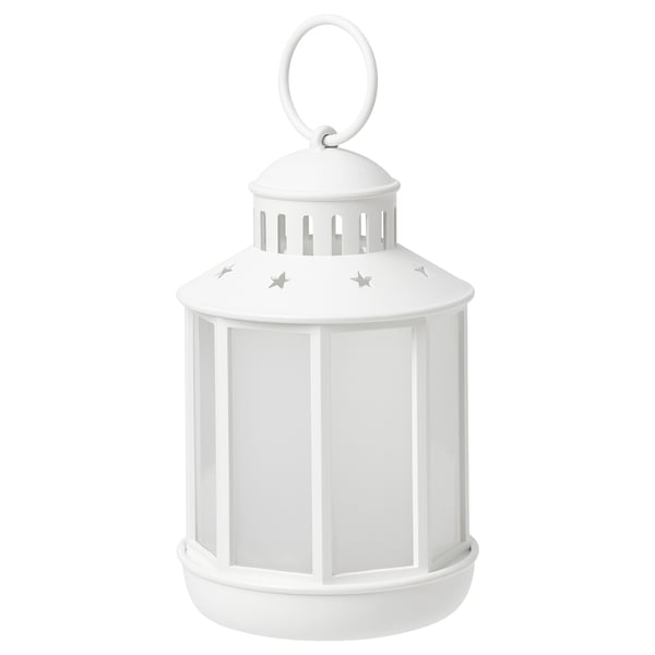 STRÅLA فانوس LED, يعمل بالبطارية أبيض, 13 سم