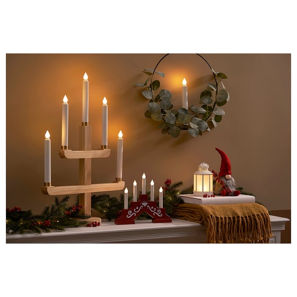 STRÅLA فانوس LED, يعمل بالبطارية أبيض, 13 سم