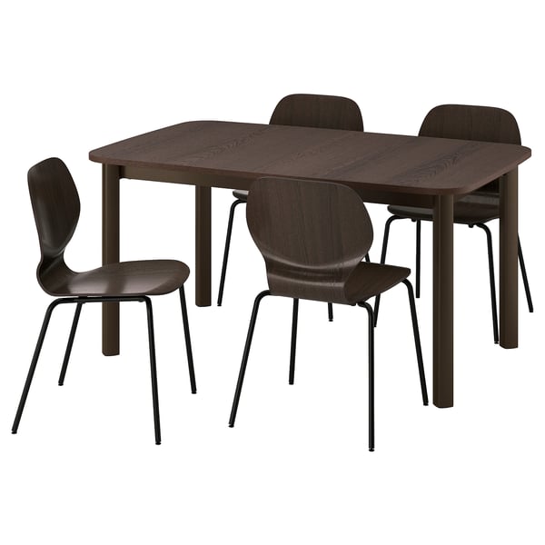STRANDTORP / SIGTRYGG طاولة و 4 كراسي, بني/بني غامق أسود, 150/205/260 سم