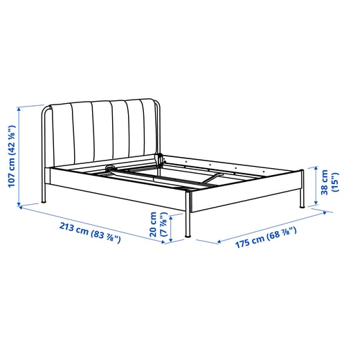 TÄLLÅSEN هيكل سرير بتنجيد, Kulsta رمادي-أخضر/Luröy, 160x200 سم