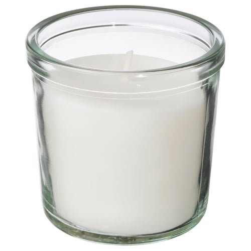 TRÅDCYPRESS شمعة معطرة في كأس, كتّان جديد/أبيض, 20 س