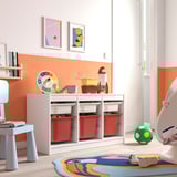 TROFAST تشكيلة تخزين, أبيض أبيض/أحمر, ‎99x44x56 سم‏