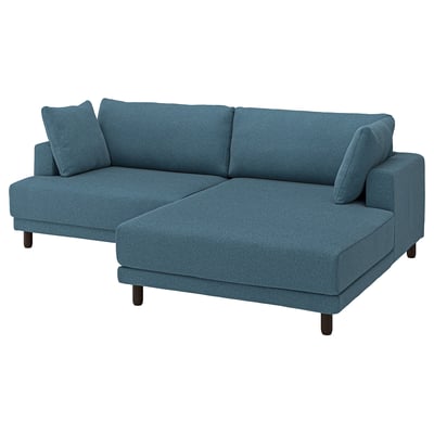 UPPÅKRA وحدة كنب بثلاث مقاعد, مع أريكة طويلة، يمين/Axvall رمادي غامق-أزرق