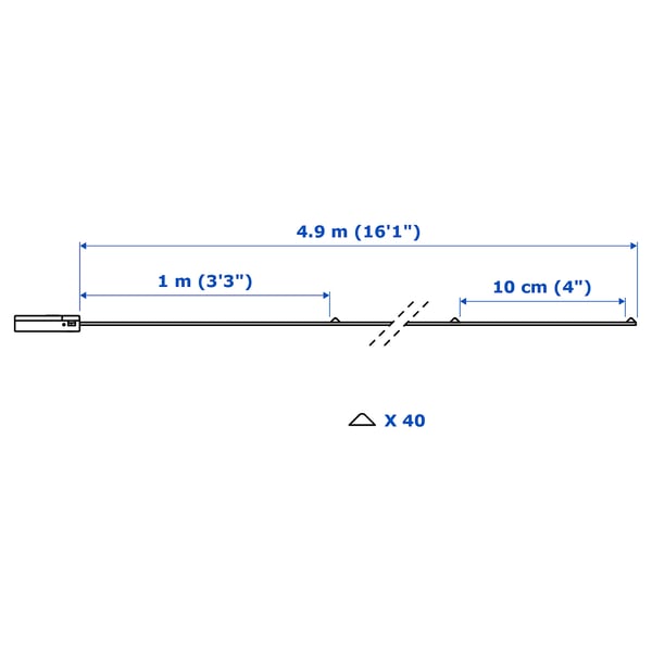 VISSVASS شريط إضاءة ليد 40 لمبة, داخل المنزل/يعمل بالبطارية لون-فضي
