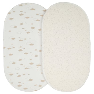 ÄLSKVÄRD Fitted sheet for bassinet, clouds/dots/off-white, 41x75 cm