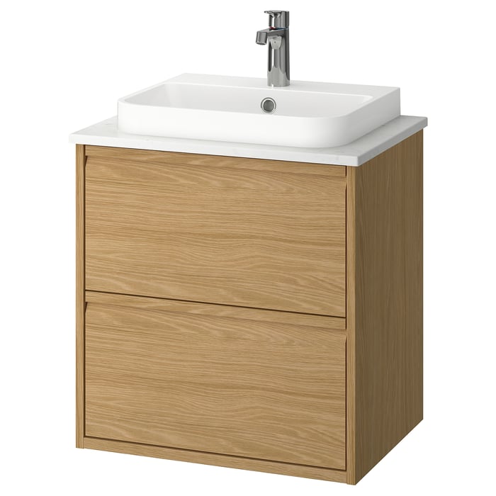 ÄNGSJÖN / BACKSJÖN washstnd w drawers/washbasin/tap, oak effect/white