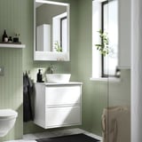 ÄNGSJÖN / KATTEVIK Wash-stnd w drawers/wash-basin/tap, high-gloss white/white marble effect, 62x49x80 cm