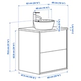 ÄNGSJÖN / KATTEVIK Wash-stnd w drawers/wash-basin/tap, high-gloss white/white marble effect, 62x49x80 cm
