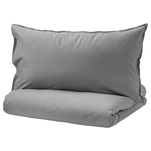 Buy Angslilja Quilt Cover And 2 Pillowcases Grey Online Ikea