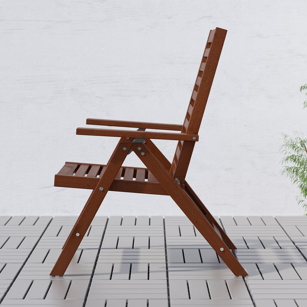 Applaro Reclining Chair Outdoor Foldable Brown Stained Ikea
