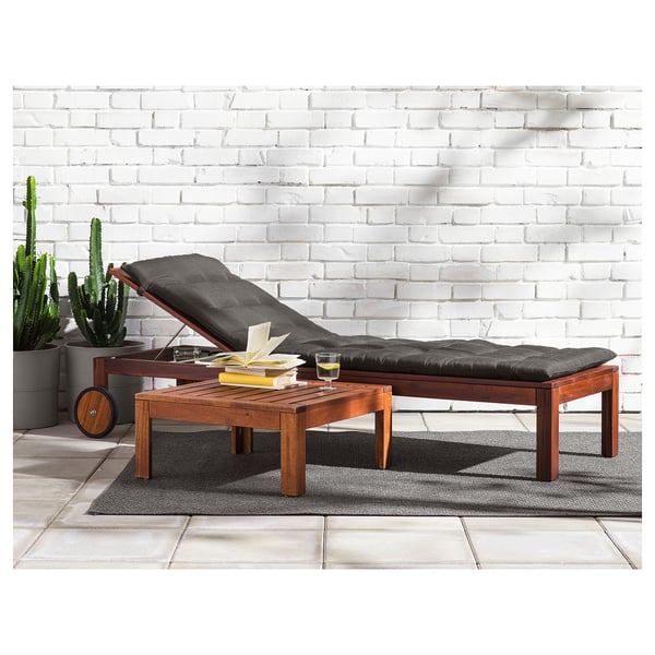 Buy APPLARO Sun Lounger, Brown Stained Online UAE IKEA