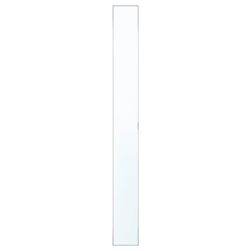 ÅHEIM mirror door. Vertical rectangular shape. Frameless, reflective surface with soft-close hinge. Modern, functional design.