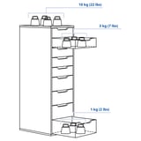 ALEX Drawer unit with 9 drawers, white, 36x116 cm
