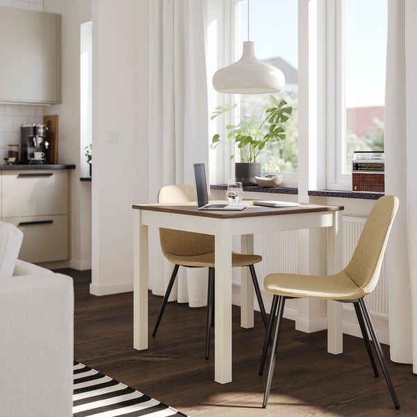 ÅLHULT / NORDMANSSKÄR Table and 2 chairs, beige/brown/Letafors yellow-beige black, 80x74 cm