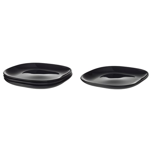 BACKIG Plate, black, 25x25 cm