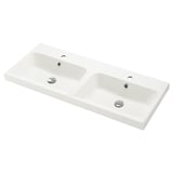 BACKSJÖN Double wash-basin, white, 120x48 cm