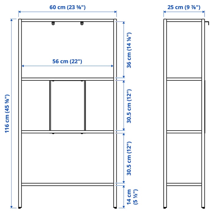 BAGGEBO shelving unit, metal/white, 60x25x116 cm IKEA