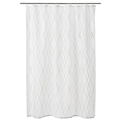 BASTSJÖN Shower curtain, white yellow/lilac, 180x200 cm