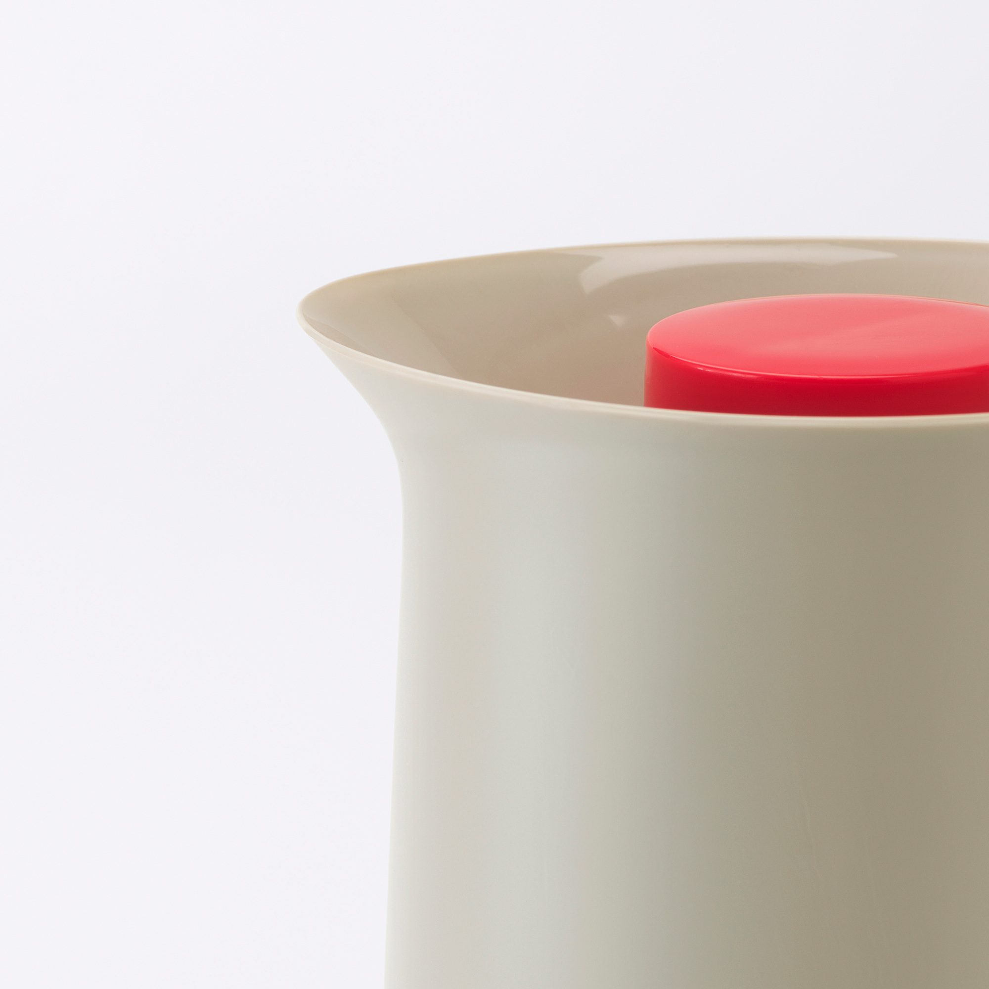 BEHÖVD Vacuum flask, beige/red, 1 l