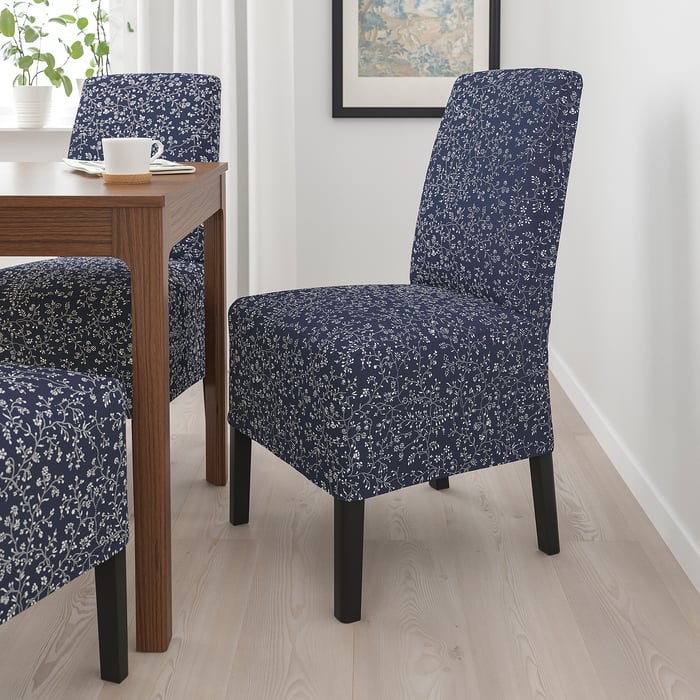 BERGMUND chair w medium long cover, black/Ryrane dark blue IKEA