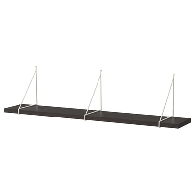 BERGSHULT / PERSHULT Wall shelf, brown-black/white, 120x20 cm