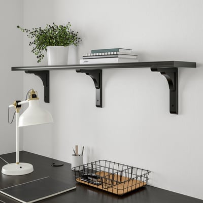 BERGSHULT / RAMSHULT Wall shelf, brown-black, 120x20 cm