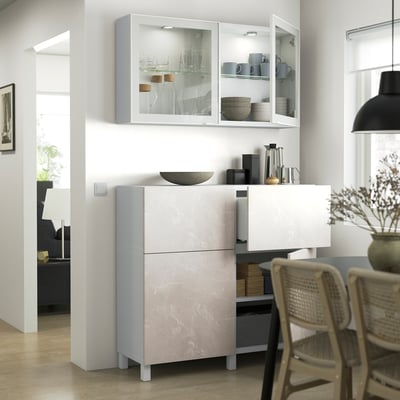 BERGSVIKEN Door/drawer front, beige marble effect, 60x38 cm
