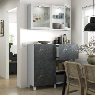 BERGSVIKEN Door/drawer front, black marble effect, 60x38 cm