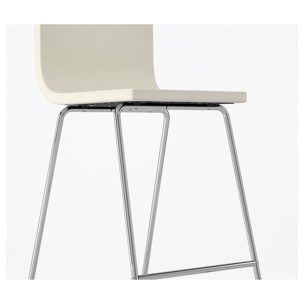 BERNHARD Bar stool with backrest chromeplated, Kavat Mjuk white IKEA