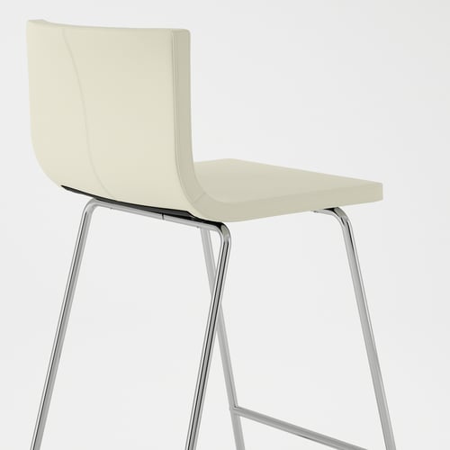 BERNHARD Bar stool with backrest chromeplated, Kavat Mjuk white IKEA