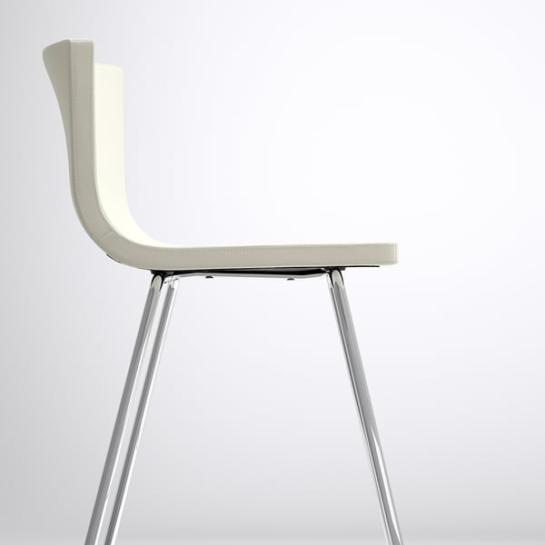 BERNHARD Bar stool with backrest chromeplated, Kavat Mjuk white IKEA