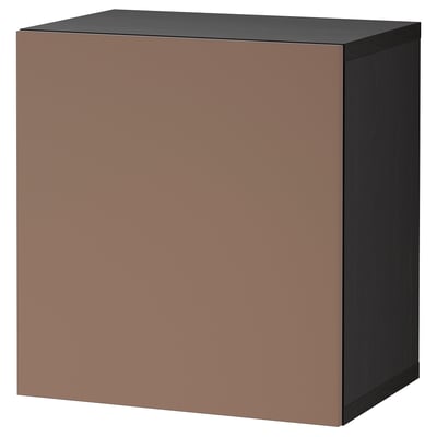 BESTÅ Shelf unit with door, black-brown/Lappviken light grey-brown, 60x42x64 cm