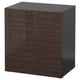 BESTÅ Shelf unit with door, black-brown/Selsviken high-gloss/brown, 60x42x64 cm