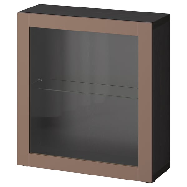 BESTÅ Shelf unit with door, black-brown/Sindvik light grey-brown, 60x22x64 cm