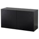 BESTÅ Shelf unit with doors, black-brown/Laxviken black, 120x42x64 cm