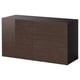 BESTÅ Shelf unit with doors, black-brown/Selsviken high-gloss/brown, 120x42x64 cm