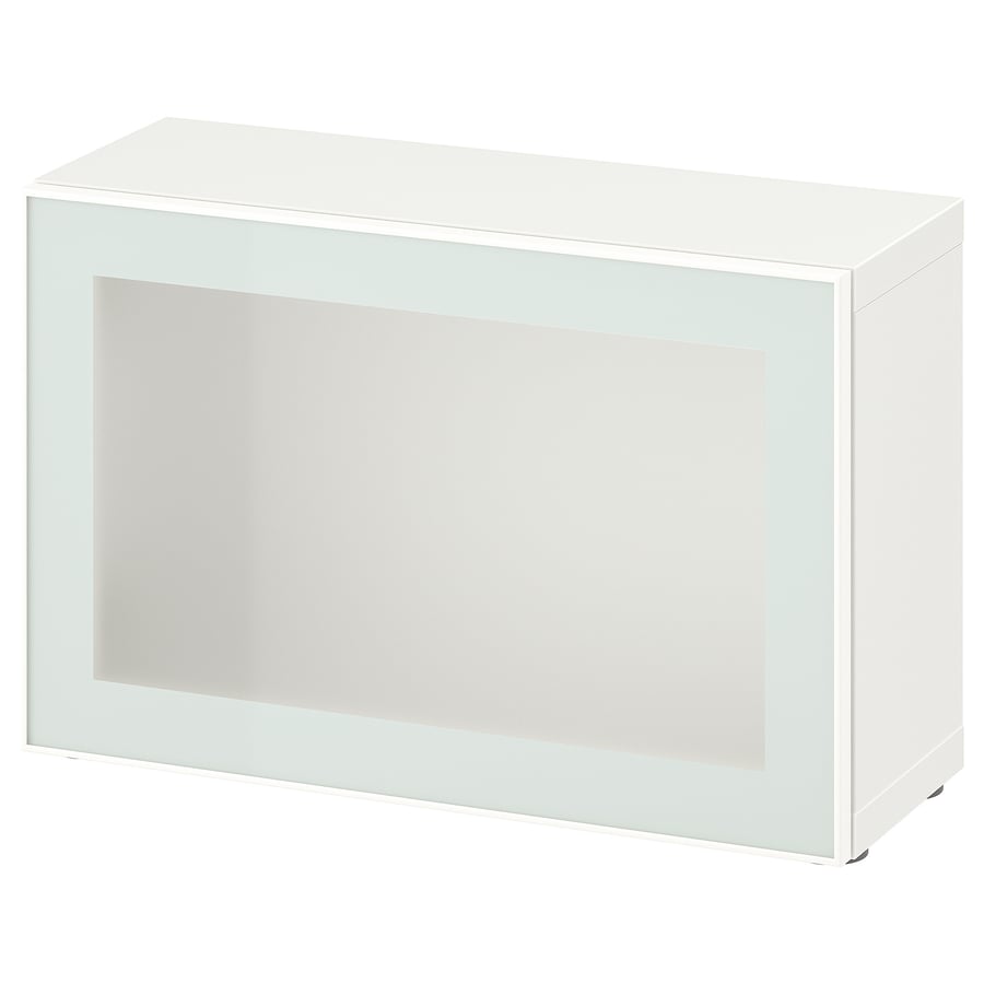 BESTÅ shelf unit with glass door, white Glassvik/white/light green