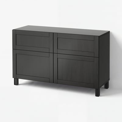 BESTÅ Storage combination w doors/drawers, black-brown/Hanviken/Stubbarp black-brown, 120x42x74 cm