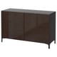 BESTÅ Storage combination w doors/drawers, black-brown/Selsviken high-gloss/brown, 120x42x74 cm