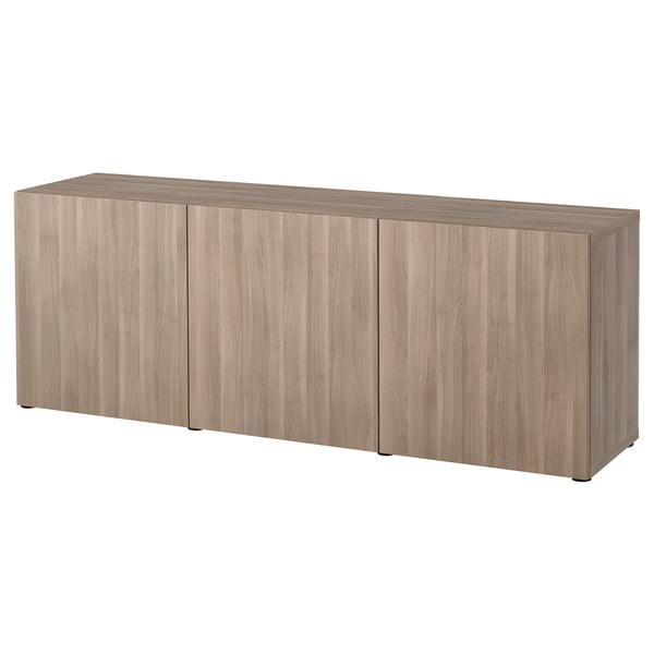 Besta تشكيلة تخزين مع أبواب مظهر الجوز مصبوغ رمادي Lappviken مظهر الجوز مصبوغ رمادي Ikea